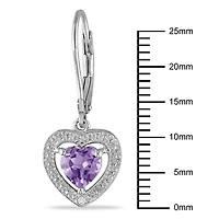 Boucles d'oreilles Tangelo en forme de cœur avec 1.10 carat d'améthyste et diamant en argent sterling