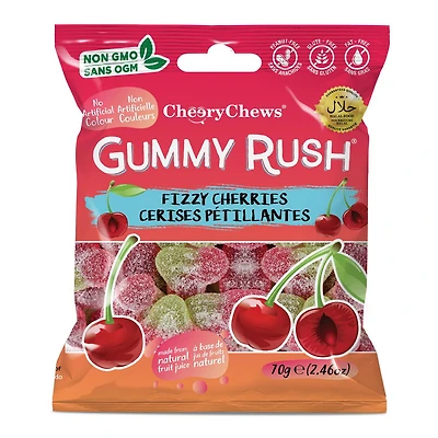 Gummy Rush - Fizzy Cerises 70g/2.46oz Quantité - 70g/2.46oz