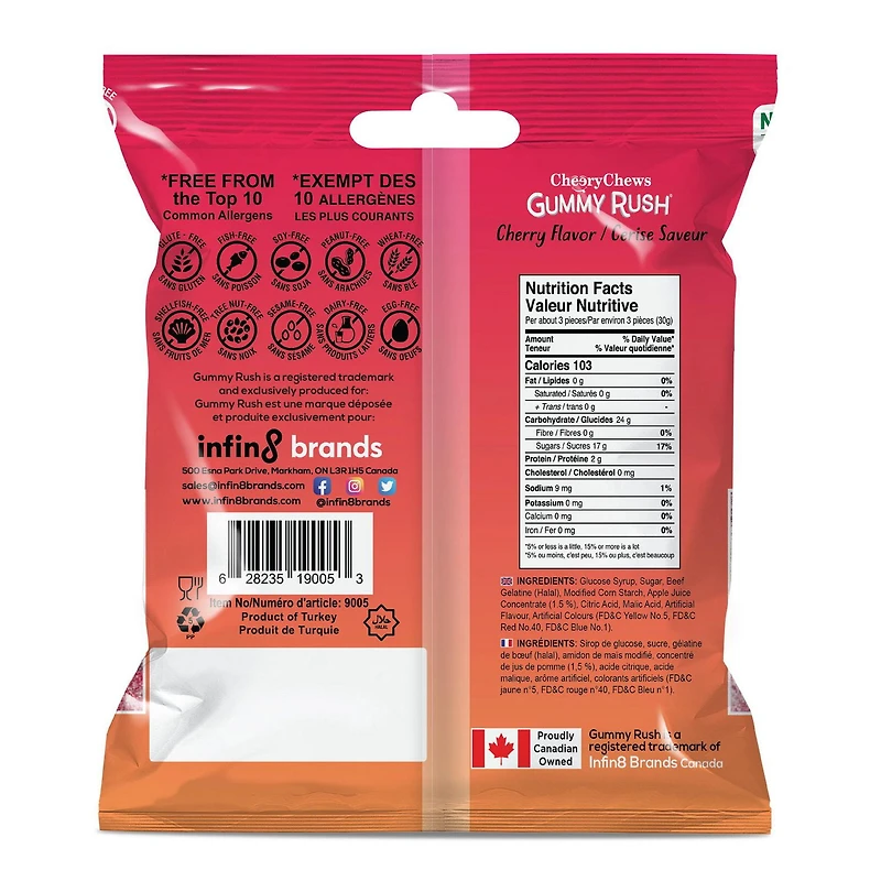 Gummy Rush - Fizzy Cerises 70g/2.46oz Quantité - 70g/2.46oz