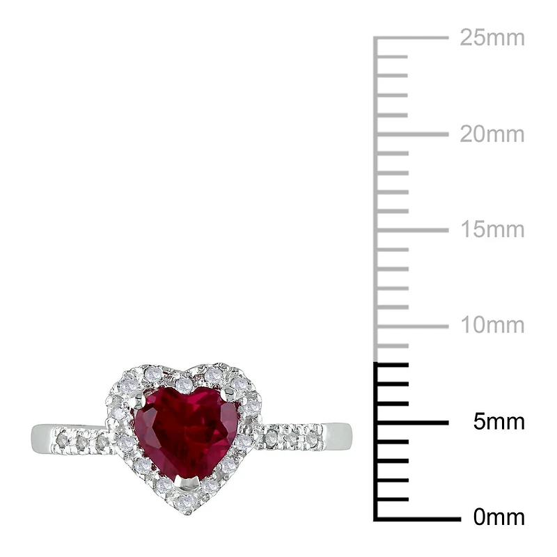 Tangelo 1 Carat T.G.W. Created Ruby and 0.10 Carat T.W. Diamond Sterling Silver Heart Ring