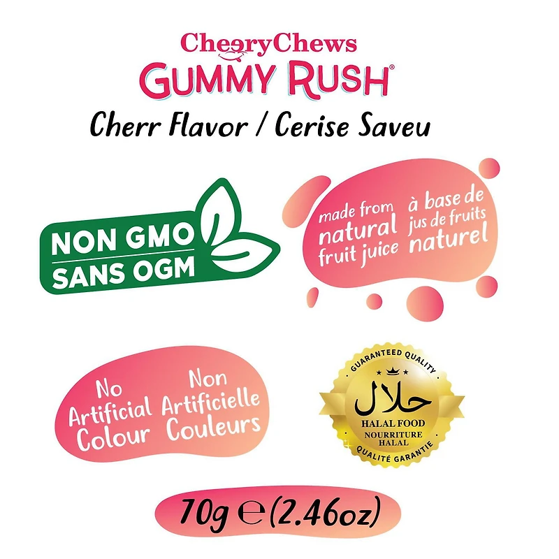 Gummy Rush - Fizzy Cerises 70g/2.46oz Quantité - 70g/2.46oz