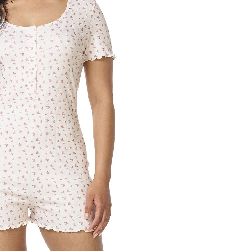 Secret Sleep Pointelle Romper with Lattice Edge-Online Exclusive