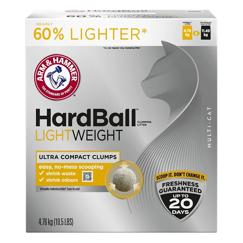 ARM & HAMMER Hardball, Litière Agglomérante Légère, Nettoyage Facile et Sans Dégât, 4,76 KG 4,76 KG