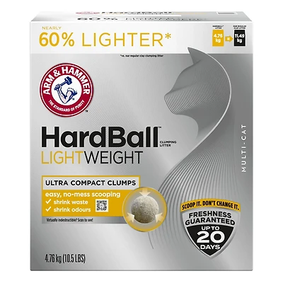 ARM & HAMMER Hardball, Litière Agglomérante Légère, Nettoyage Facile et Sans Dégât, 4,76 KG 4,76 KG