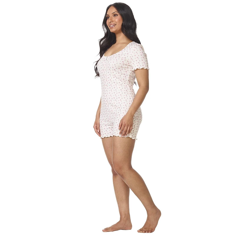 Secret Sleep Pointelle Romper with Lattice Edge-Online Exclusive