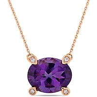 Tangelo 2-3/8 Carat T.G.W. Amethyst And Diamond-Accent 10K Rose Gold Solitaire Necklace, 17"