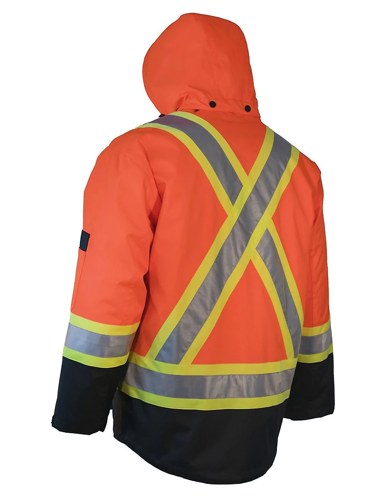Forcefield Hi Vis Winter Safety Parka with Removable Down Insulated Nylon Puffer Jacket