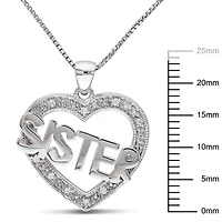 Pendentif de forme cœur ''Sister'' Miabella avec accents de diamants en argent sterling, 18 po