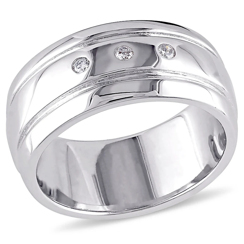Bague de promesse à 3 pierres Miabella avec accents de diamants en argent sterling