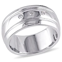 Bague de promesse à 3 pierres Miabella avec accents de diamants en argent sterling