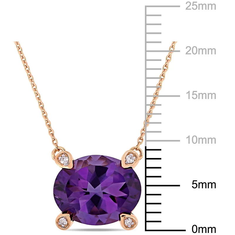 Tangelo 2-3/8 Carat T.G.W. Amethyst And Diamond-Accent 10K Rose Gold Solitaire Necklace, 17"