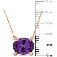 Tangelo 2-3/8 Carat T.G.W. Amethyst And Diamond-Accent 10K Rose Gold Solitaire Necklace, 17"
