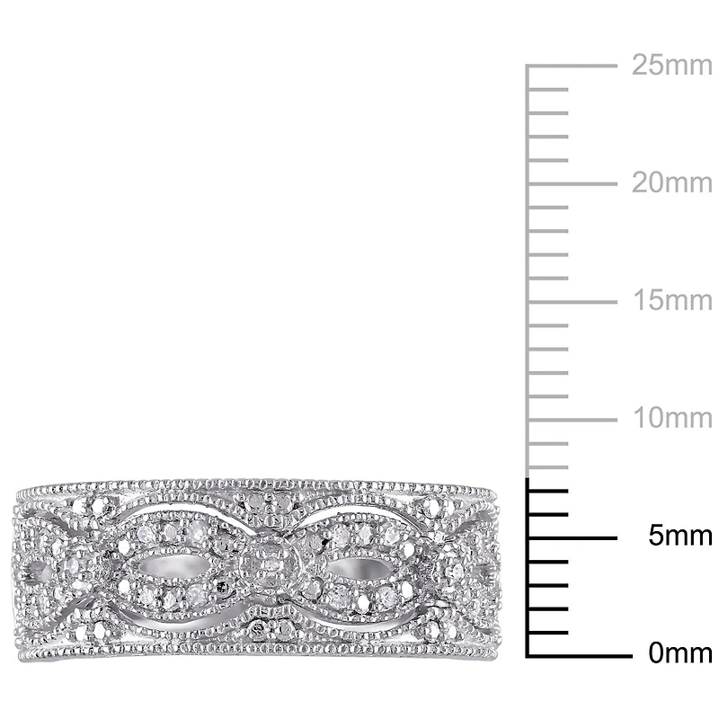 Bague rétro Miabella avec diamants 1/10 CT poids total en argent sterling