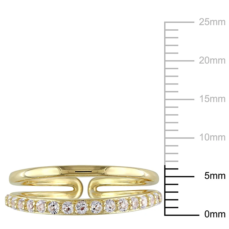 Miabella 3/4 Carat T.G.W. White Topaz Yellow Rhodium-Plated Sterling Silver Anniversary Ring
