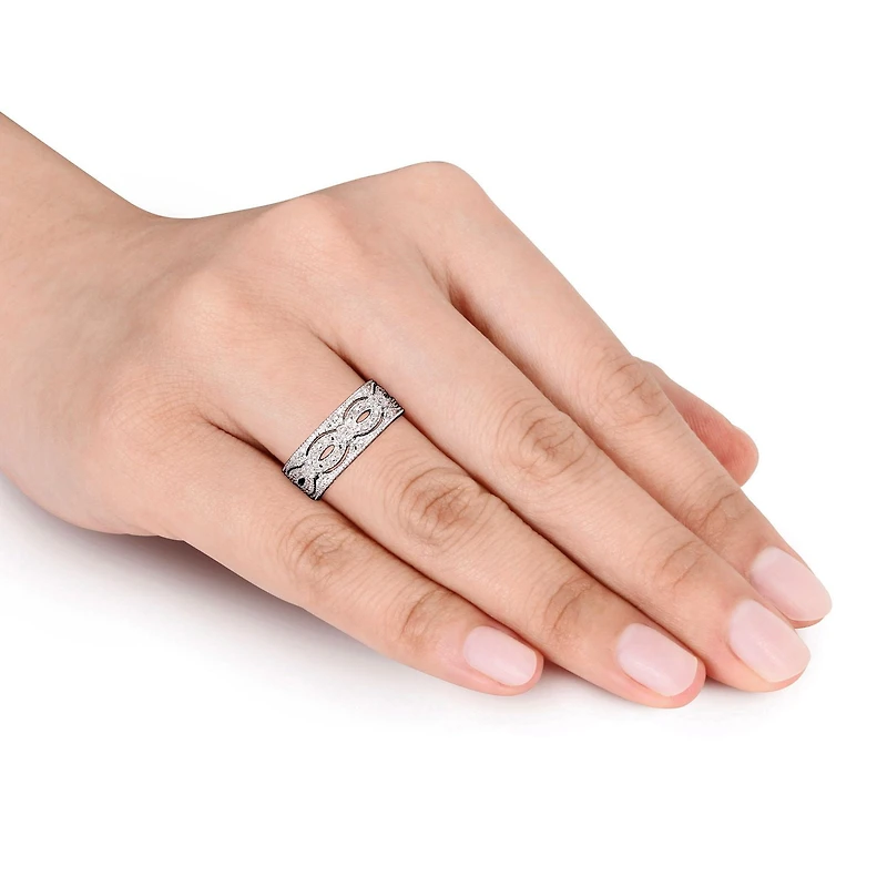 Bague rétro Miabella avec diamants 1/10 CT poids total en argent sterling