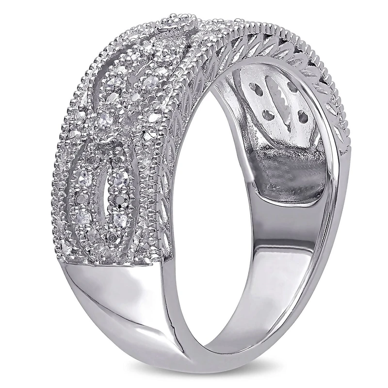 Bague rétro Miabella avec diamants 1/10 CT poids total en argent sterling