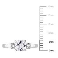 Bague de fiançailles Miabella avec 1.25 carat de saphir blanc synthétique de coupe coussin et diamant en argent sterling
