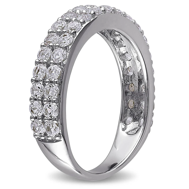 Miabella 1.50 Carat T.G.W. Created White Sapphire Sterling Silver Double-Row Semi-Eternity Ring