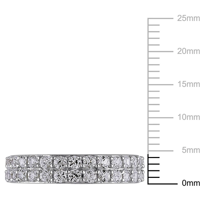 Miabella 1.50 Carat T.G.W. Created White Sapphire Sterling Silver Double-Row Semi-Eternity Ring