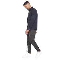 Chemise Dark Black rayée avec poches et à manches longues pour homme