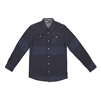 Chemise Dark Black rayée avec poches et à manches longues pour homme