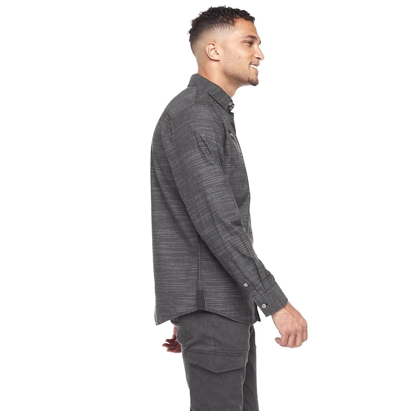 Dark Black Men's Long-Sleeve Shirt With Pockets