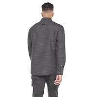 Dark Black Men's Long-Sleeve Shirt With Pockets