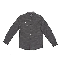 Dark Black Men's Long-Sleeve Shirt With Pockets