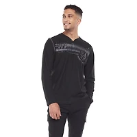 Dark Black Henley graphique à manches longues pour hommes