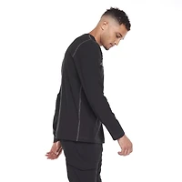 Dark Black Henley graphique à manches longues pour hommes