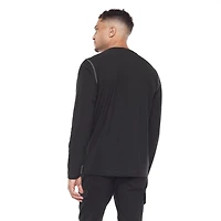 Dark Black Henley graphique à manches longues pour hommes