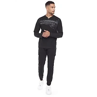 Dark Black Henley graphique à manches longues pour hommes