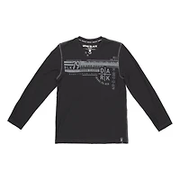 Dark Black Henley graphique à manches longues pour hommes