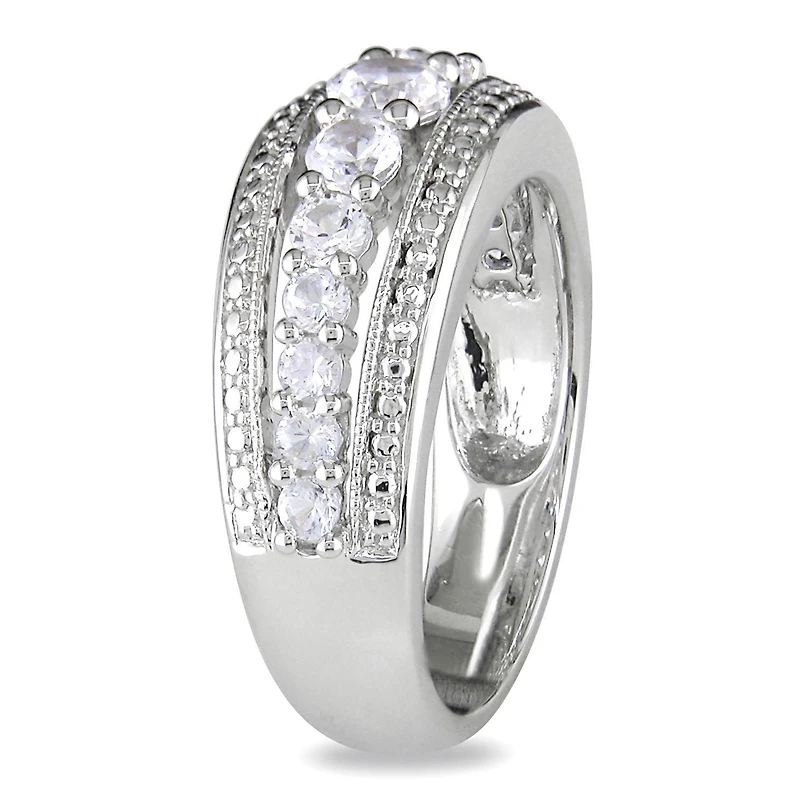 Bague mode Miabella avec 1.13 carat de saphir blanc synthétique en argent sterling