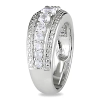 Bague mode Miabella avec 1.13 carat de saphir blanc synthétique en argent sterling