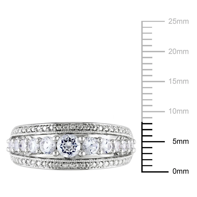 Bague mode Miabella avec 1.13 carat de saphir blanc synthétique en argent sterling