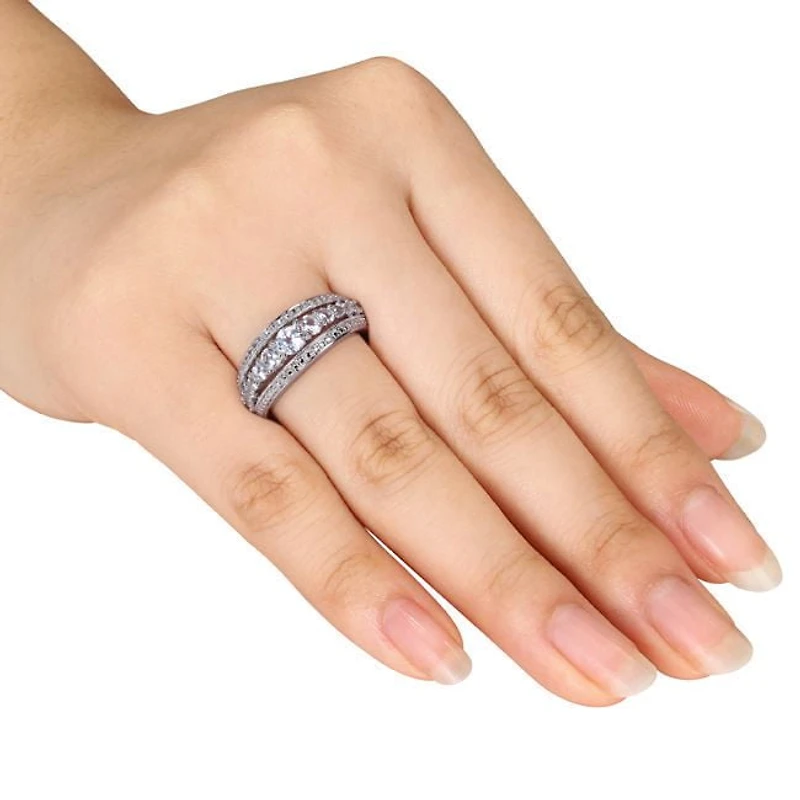 Bague mode Miabella avec 1.13 carat de saphir blanc synthétique en argent sterling