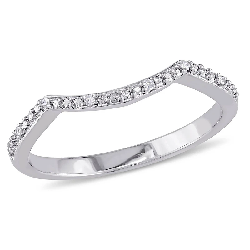 Anneau de mariage de forme chevron Miabella avec accents de diamants en argent sterling