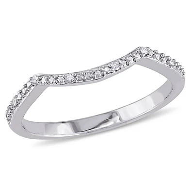 Anneau de mariage de forme chevron Miabella avec accents de diamants en argent sterling
