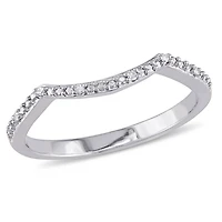 Anneau de mariage de forme chevron Miabella avec accents de diamants en argent sterling