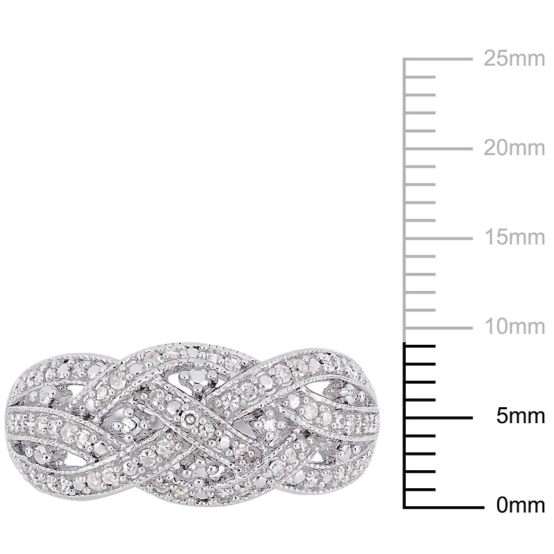 Miabella 1/4 Carat T.W. Diamond Sterling Silver Weaving Filigree Ring