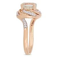 Tangelo 1-7/8 Carat T.G.W. Green Amethyst White Topaz And Diamond-Accent Rose Plated Sterling Silver Swirl Ring