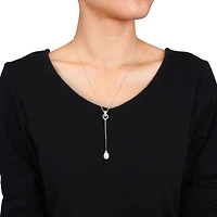 Collier Miabella avec perle cultivée d'eau douce 8-8,5mm et topazes blanches en argent sterling, 18 po