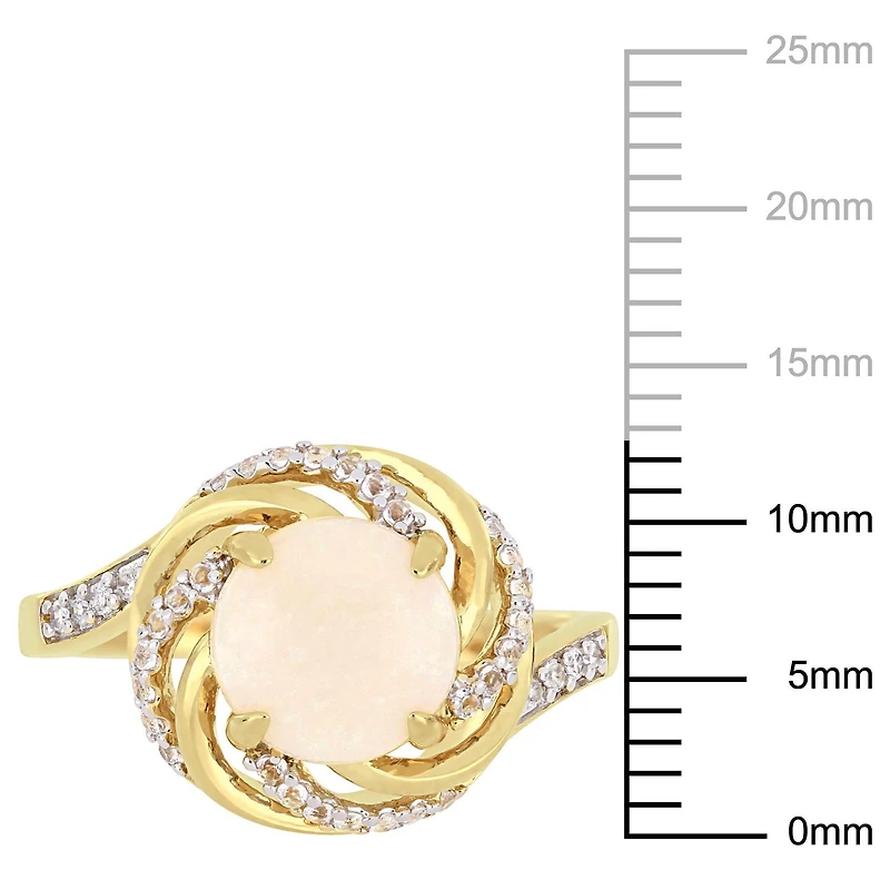 Tangelo 1-3/8 Carat T.G.W. Opal White Topaz And Diamond-Accent Yellow Plated Sterling Silver Swirl Ring