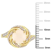 Tangelo 1-3/8 Carat T.G.W. Opal White Topaz And Diamond-Accent Yellow Plated Sterling Silver Swirl Ring