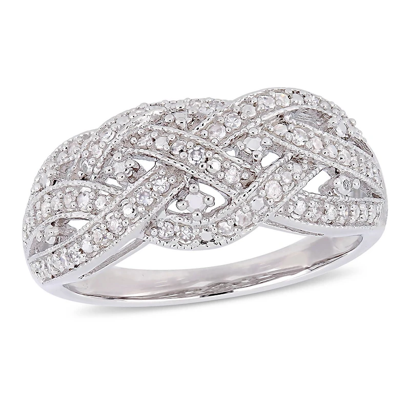 Miabella 1/4 Carat T.W. Diamond Sterling Silver Weaving Filigree Ring