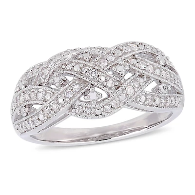 Miabella 1/4 Carat T.W. Diamond Sterling Silver Weaving Filigree Ring