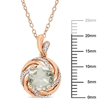 Collier tourbillon Tangelo avec améthyste verte, topazes blanches 1-7/8 CT PBT et accents de diamants en argent sterling plaqué de rhodium rosé, 18 po