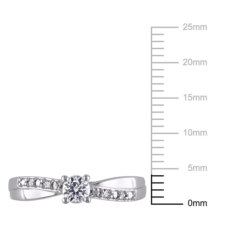 Miabella 0.33 Carat T.G.W. Created White Sapphire and Diamond Accent Sterling Silver Cross-Over Engagement Ring
