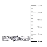 Miabella 0.33 Carat T.G.W. Created White Sapphire and Diamond Accent Sterling Silver Cross-Over Engagement Ring